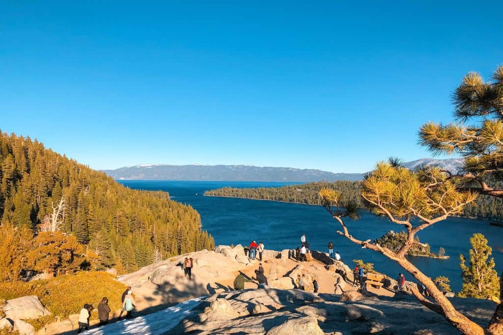 view of Lake Tahoe from one of the viewpoints in South Lake Tahoe