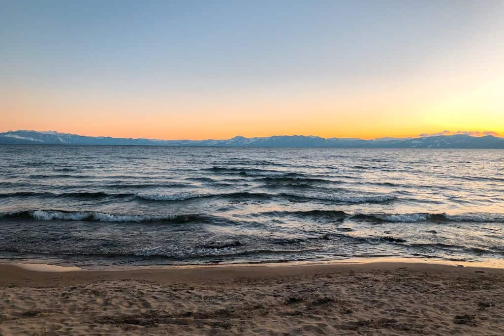 view of Lake Tahoe from the beach