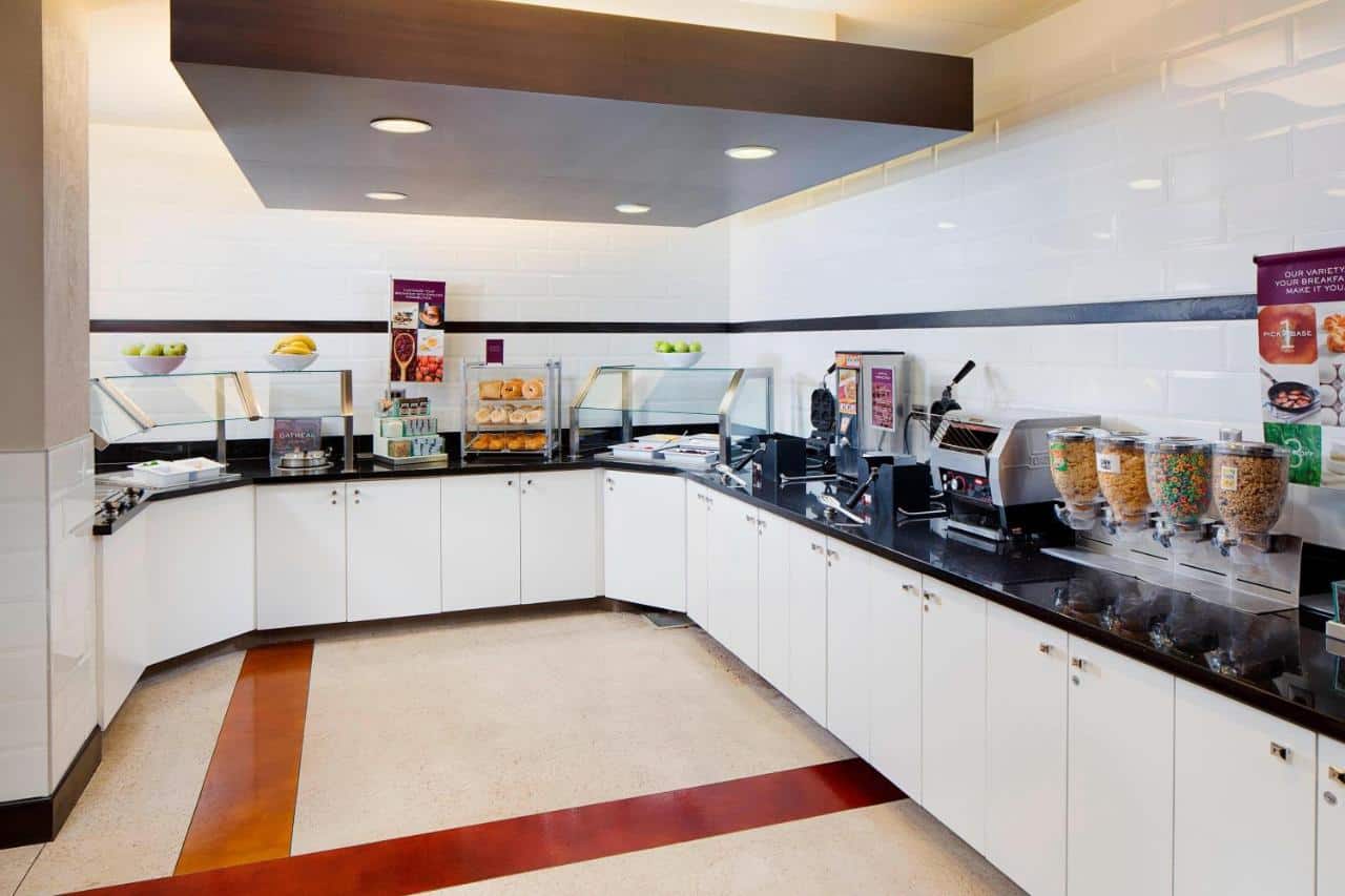 open view of the breakfast area at Residence Inn by Marriott in Downtown San Diego, one of the best hotels to stay near Seaport Village San Diego