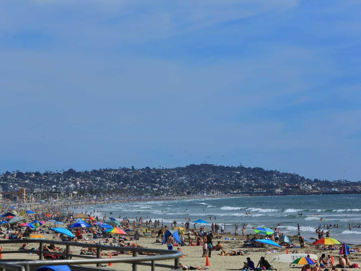 A crowded beach in San Diego.