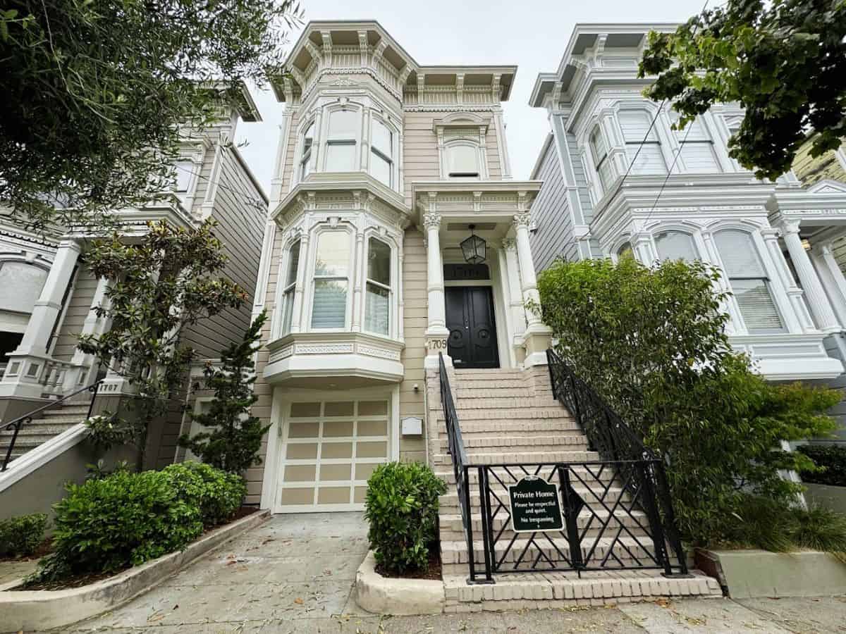 Elegant Victorian-style house with ornate details in Bay Area, California.