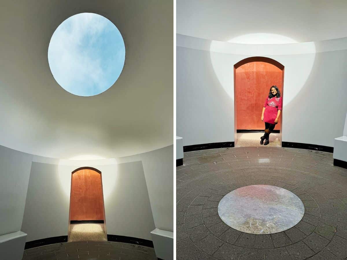 Circular skylight ceiling at Bae Area and Beyond, showcasing modern architecture and interior design.