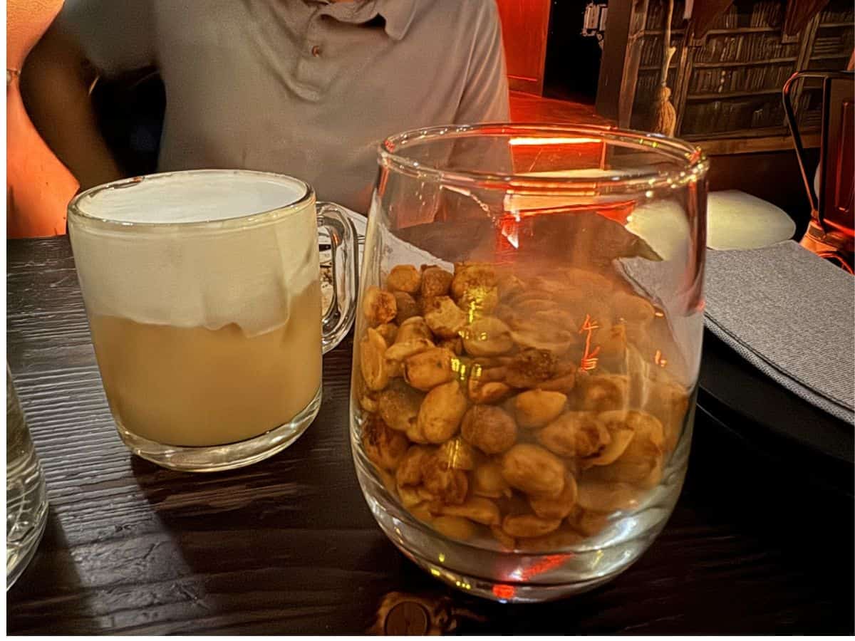 Themed drinks and décor inspired by Harry Potter inside Wizards & Wands Cafe, featured as one of the Best Spots to eat in San Francisco.